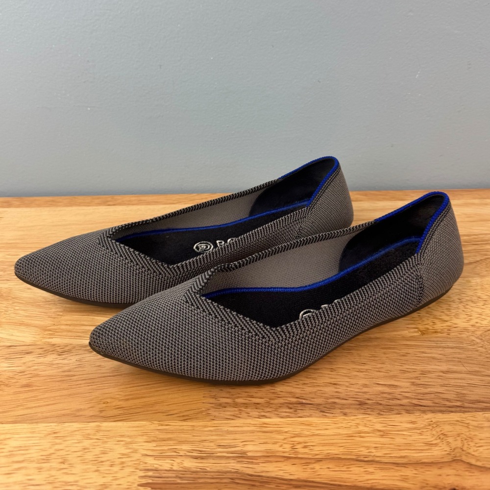 Rothy's The Point Womens 8.5 Grey Pointed Toe Slip On Ballet Flats‎ Shoes Casual - Picture 2 of 7